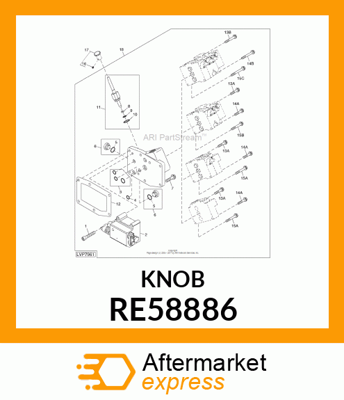 KNOB, CONTROL, W/SET SCREW RE58886