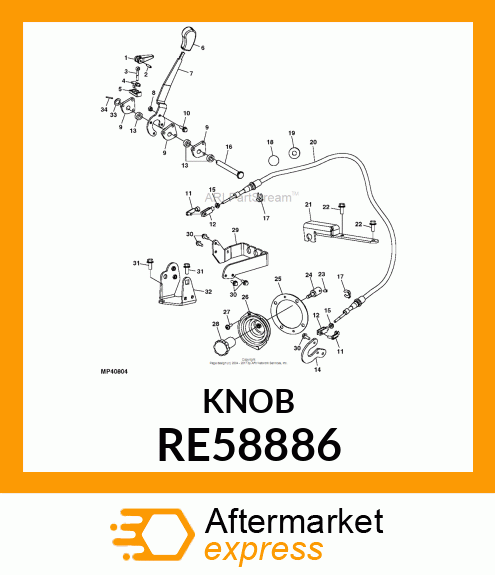 KNOB, CONTROL, W/SET SCREW RE58886