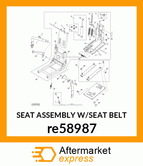 SEAT ASSEMBLY W/SEAT BELT re58987