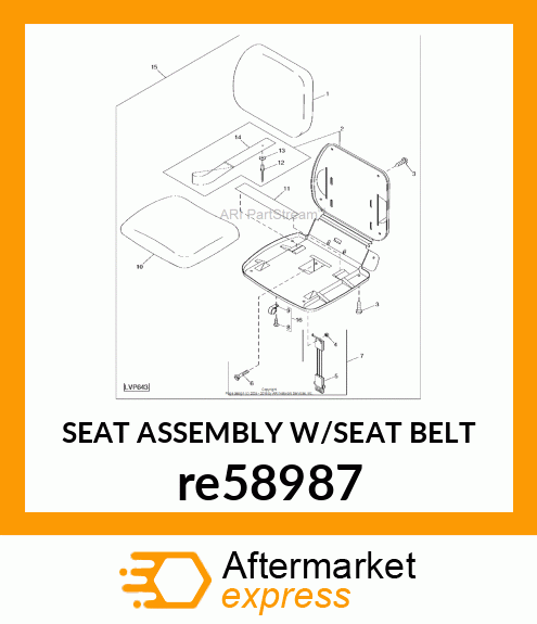 SEAT ASSEMBLY W/SEAT BELT re58987