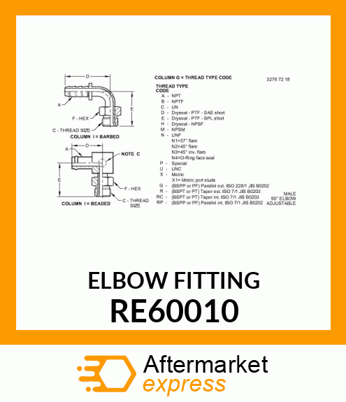 ELBOW FITTING RE60010