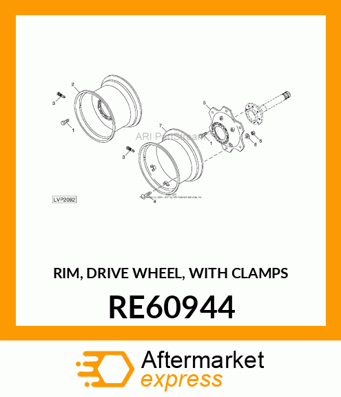 RIM, DRIVE WHEEL, WITH CLAMPS RE60944