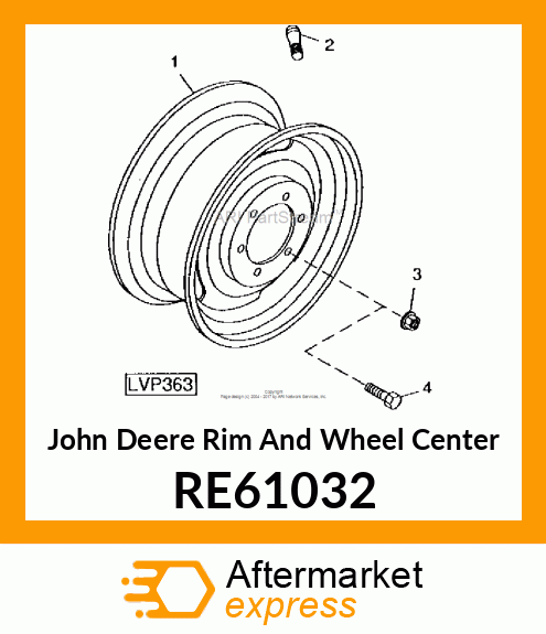 RIM AND WHEEL CENTER, WHEEL ASSEMBL RE61032