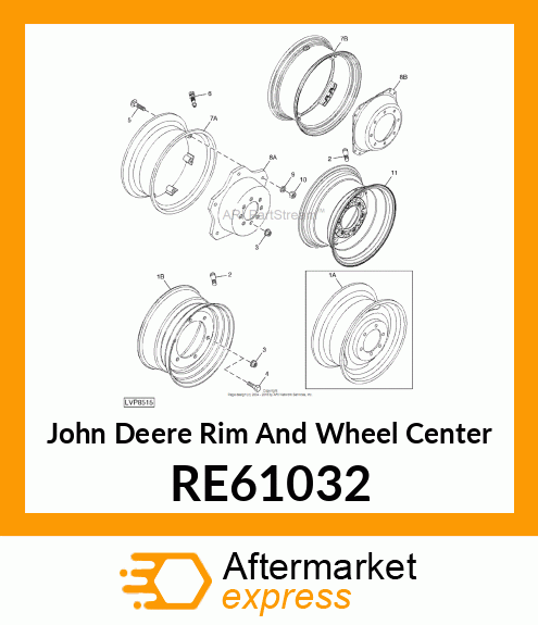 RIM AND WHEEL CENTER, WHEEL ASSEMBL RE61032