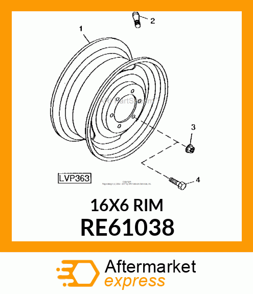 RIM AND WHEEL CENTER, WHEEL ASSEMBL RE61038