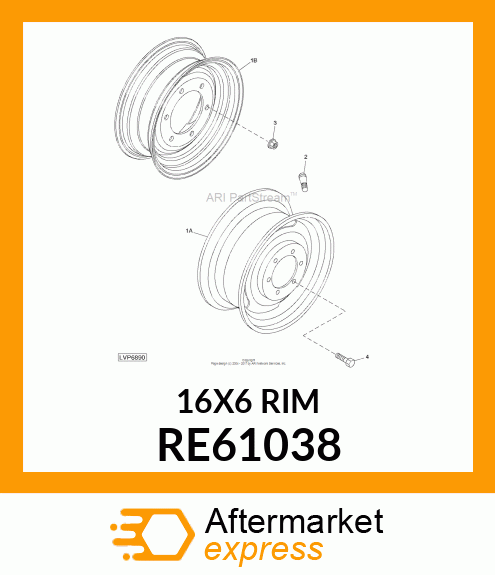 RIM AND WHEEL CENTER, WHEEL ASSEMBL RE61038