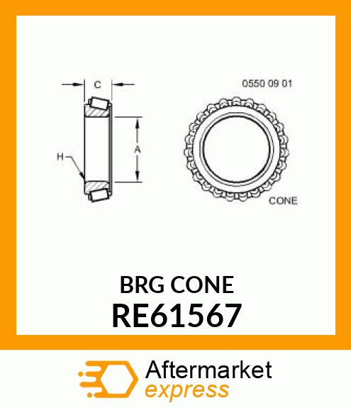 CONE,TAPER ROLLER BEARING RE61567