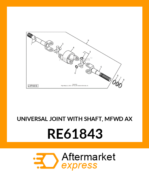 UNIVERSAL JOINT WITH SHAFT, MFWD AX RE61843