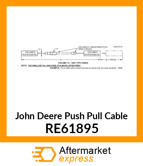 CABLE, CLUTCH VALVE OPERATING RE61895