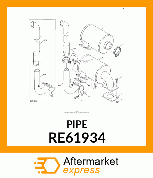 EXHAUST PIPE, EXHAUST PIPE, PIPE, E RE61934