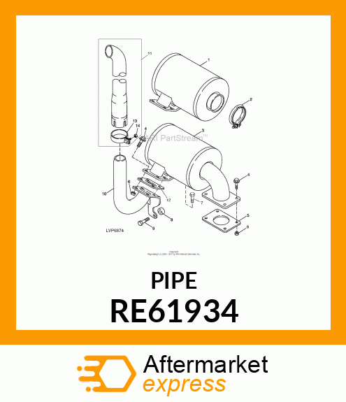 EXHAUST PIPE, EXHAUST PIPE, PIPE, E RE61934