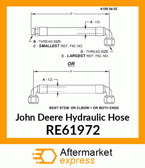 HYDRAULIC HOSE, HITCH CYLIND RE61972