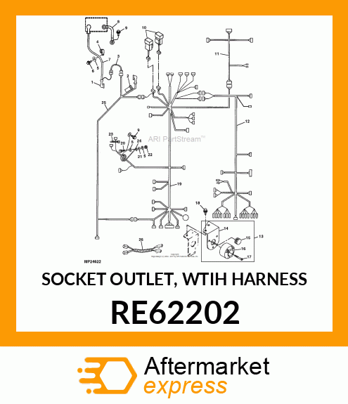 SOCKET OUTLET, WTIH HARNESS RE62202