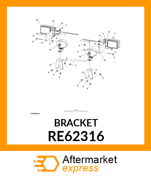 SUPPORT,RH WARNING LAMP,ASSEMBLY RE62316