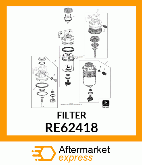 FUEL FILTER, W/DRAIN VALVE RE62418