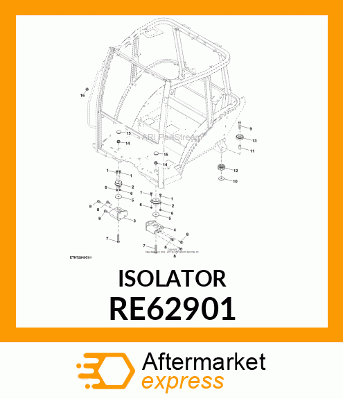 ISOLATOR, CAB UPPER, WITH WASHER RE62901