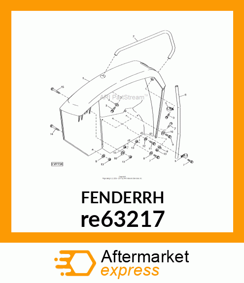 FENDER, RH, REAR ASSEMBLY re63217