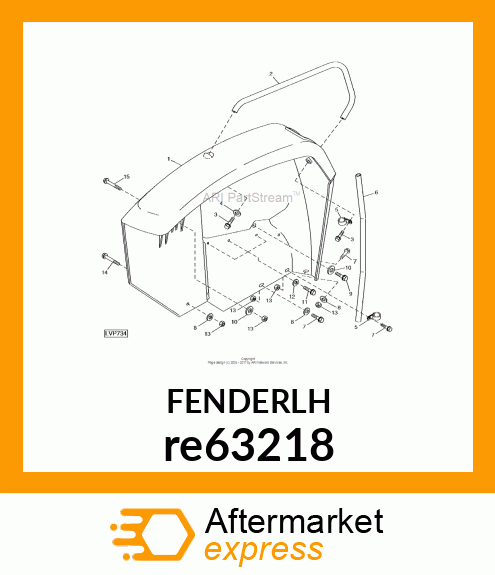 FENDER, REAR, LH, ASSEMBLY re63218