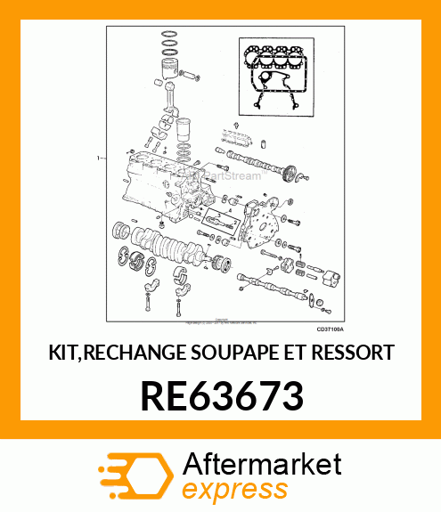 KIT,RECHANGE SOUPAPE ET RESSORT RE63673