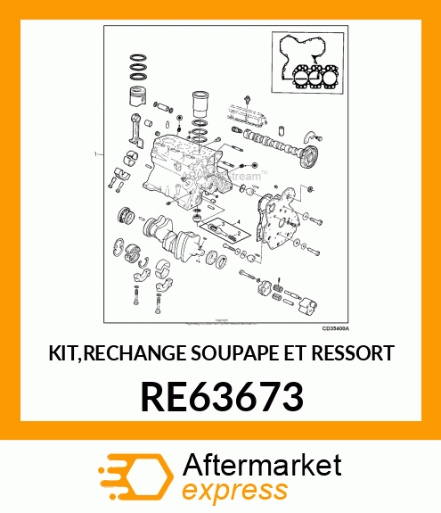 KIT,RECHANGE SOUPAPE ET RESSORT RE63673