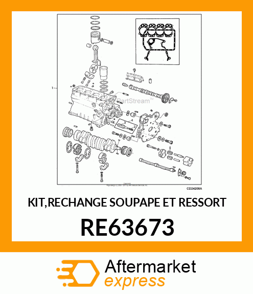 KIT,RECHANGE SOUPAPE ET RESSORT RE63673