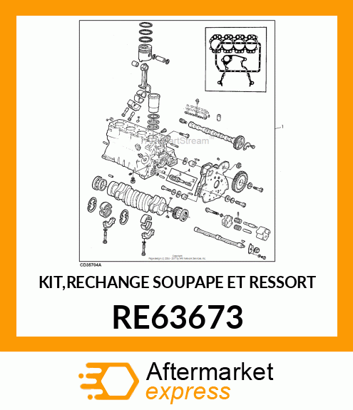 KIT,RECHANGE SOUPAPE ET RESSORT RE63673