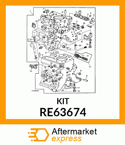 KIT,RECHANGE SOUPAPE ET RESSORT RE63674