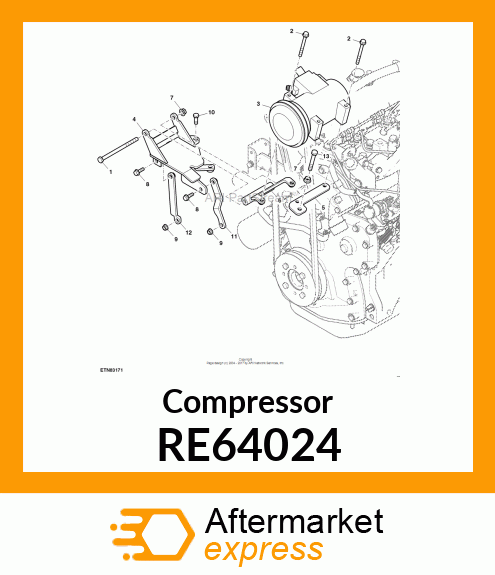 COMPRESSOR, COMPRESSOR, A/C RE64024