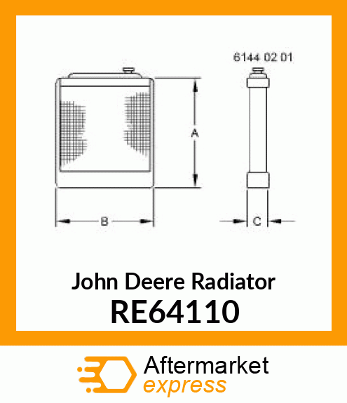 RADIATOR,WITH CAP (10 PSI) RE64110