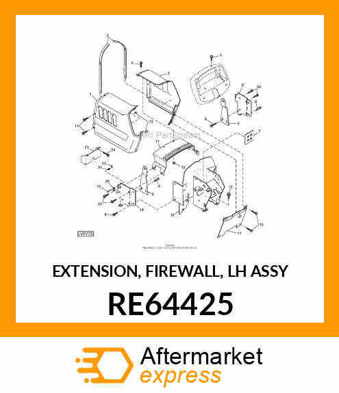 EXTENSION, FIREWALL, LH ASSY RE64425