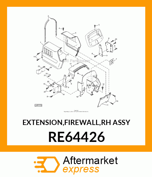 EXTENSION,FIREWALL,RH ASSY RE64426