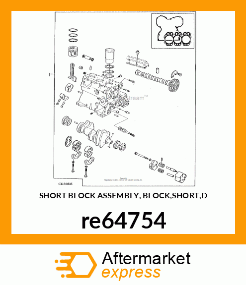 SHORT BLOCK ASSEMBLY, BLOCK,SHORT,D re64754