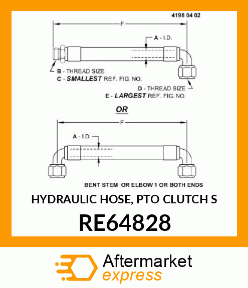 HYDRAULIC HOSE, PTO CLUTCH S RE64828