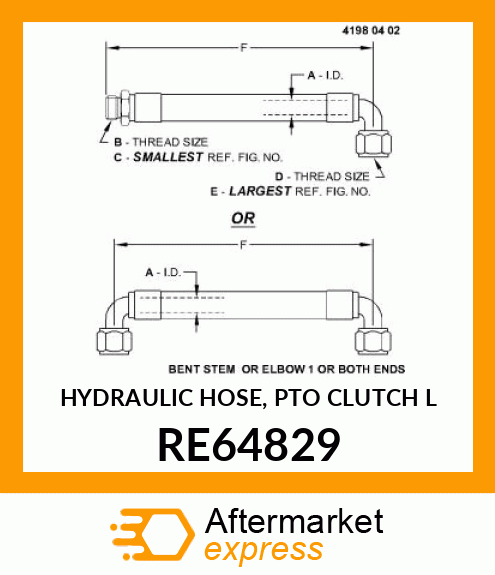 HYDRAULIC HOSE, PTO CLUTCH L RE64829