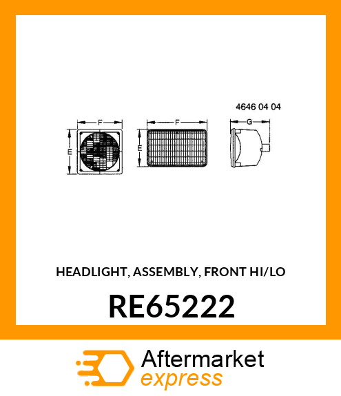 HEADLIGHT, ASSEMBLY, FRONT HI/LO RE65222