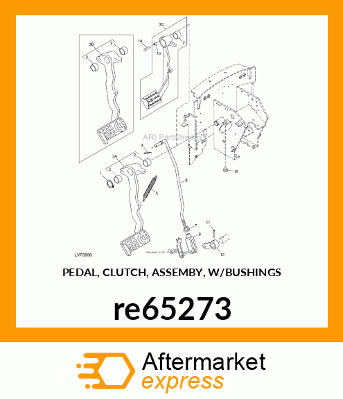 PEDAL, CLUTCH, ASSEMBY, W/BUSHINGS re65273