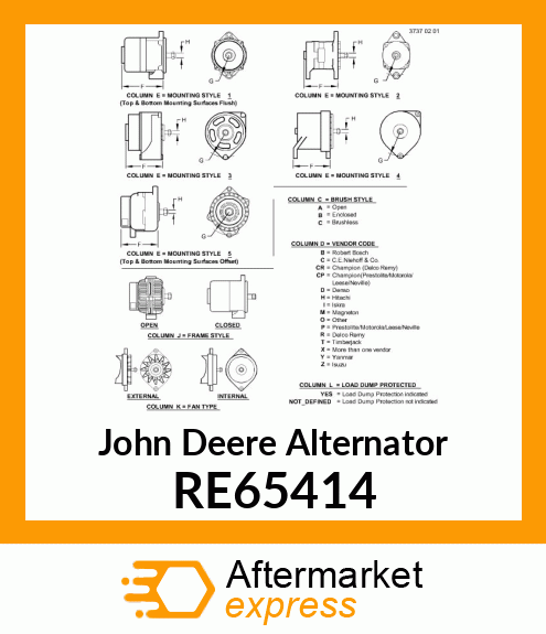 ALTERNATOR RE65414