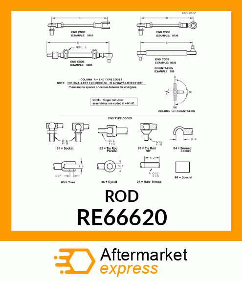 ROD, TIE, WITH ENDS RE66620