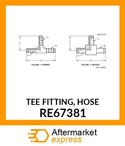 TEE FITTING, HOSE RE67381