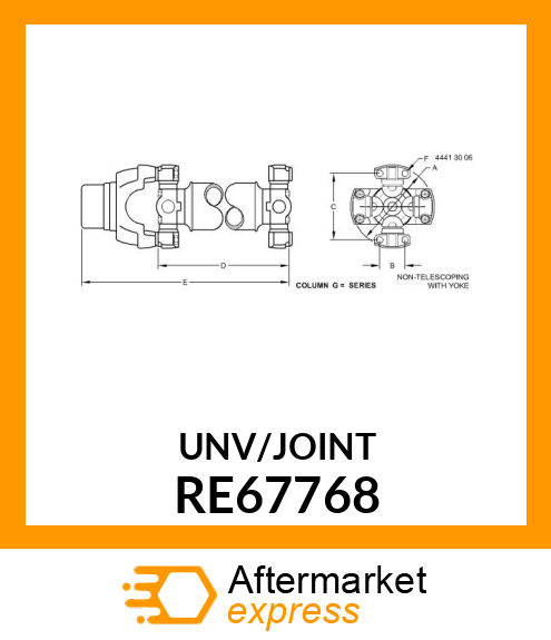 UNIVERSAL JOINT WITH SHAFT, AND YOK RE67768