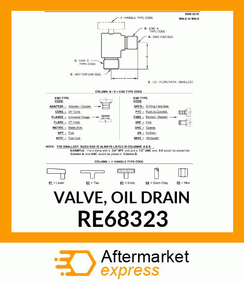 VALVE, OIL DRAIN RE68323