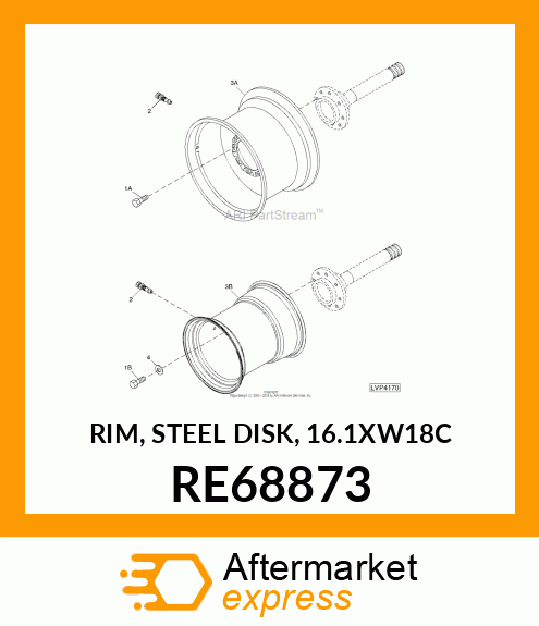 RIM, STEEL DISK, 16.1XW18C RE68873