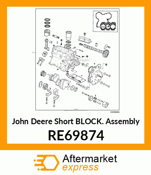 SHORT BLOCK ASSEMBLY, SHORT RE69874