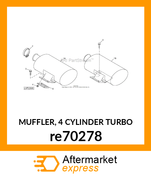 MUFFLER, 4 CYLINDER TURBO re70278