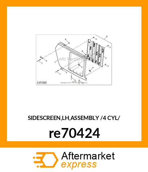 SIDESCREEN,LH,ASSEMBLY /4 CYL/ re70424