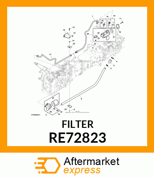 FILTER, HYDRAULIC FILTER, OIL, ASSY RE72823