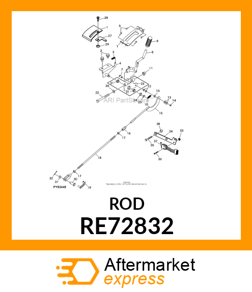 ROD, PTO WELDED PULL, ASSY RE72832