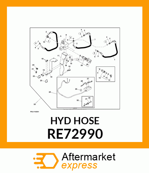 HYDRAULIC HOSE, ASSEMBLY, RETURN RE72990