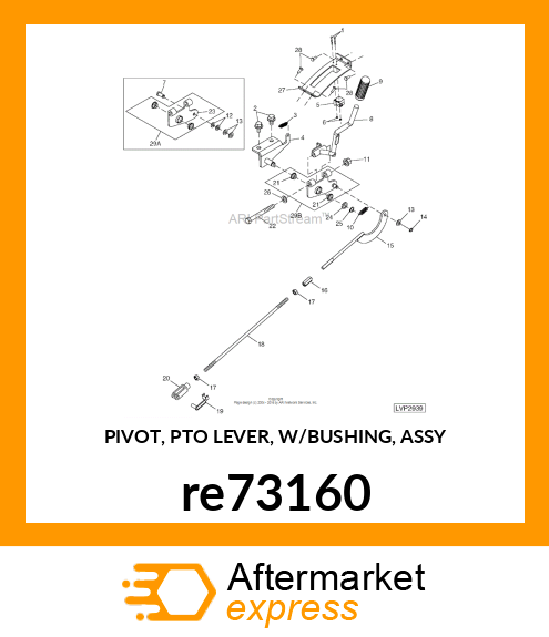 PIVOT, PTO LEVER, W/BUSHING, ASSY re73160