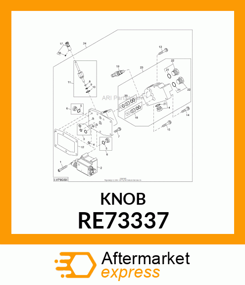 KNOB, CONTROL, ASSY W/SET SCREW RE73337